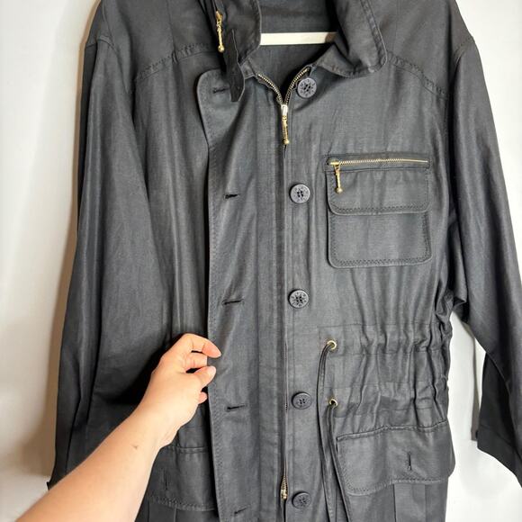 Sonia Rykiel Paris Linen Blend Trench Coat Black - Picture 10 of 11